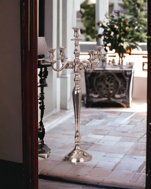 Leuchter Classic 5-armig, Silber H80cm – Bild 2